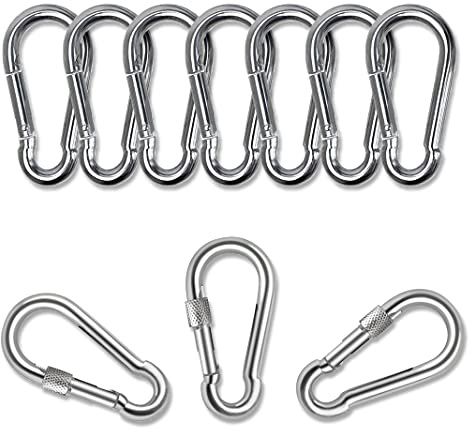 MissZM Feder-Karabinerhaken mit Karabinerhaken aus Edelstahl, für Rucksack, Outdoor, Camping, Wandern, Kinderschaukel, Reisen, Angeln, wasserdicht, rostfrei, stark, langlebig, multifunktional