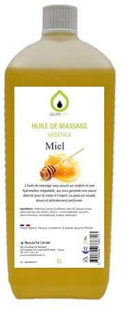 BeautyfulCenter | Purespa | Huile de Massage Végétale, MIEL, 1 litre, huile relaxante, pour un massage autrement