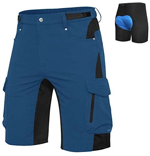 Ally Mens Mountain Bike Shorts Padded MTB Shorts Baggy Biker Cycling Bicycle Biking Shorts Loose-fit with 6 Pockets