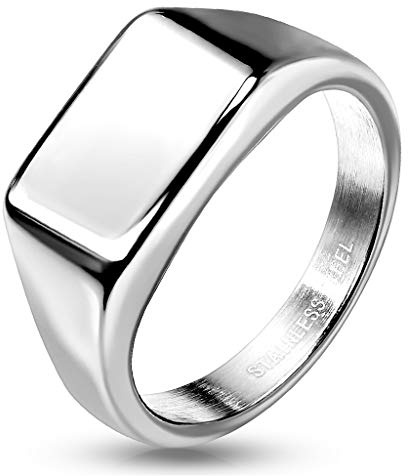 Paula & Fritz® Ring Damen Siegelring Rechteck Gold Schwarz Silber 316L Chirurgenstahl Größe 52 (16,6) - 70 (22,3) Herrenring Partnerring Bikerring