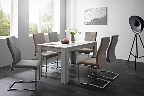 Dmora Tisch mit wendbarer Mittelplatte, Betonfarbe mit wendbarer schwarz-weißer Platte, 138 x 74 x 80 cm.