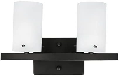 Luminance Boca Vanity Light Wall Sconce | Modern Black Bathroom Decor Fixture for Over Sink and Above Mirror | Mount as Uplighting or Bath Downlight, Damp Rated, 2-Light