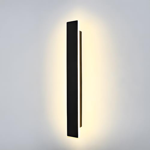 ZTWLEED LED Wandleuchte Innen Lange 40CM,12W Wandlampe Moderne | Drei Farbtemperaturen 3000K/4000K/6000K Wandbeleuchtung für Schlafzimmer Wohnzimmer Korridor Treppenhaus,110-240V,Schwarz