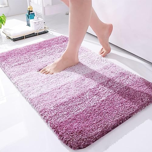Homaxy Tapis de Salle de Bain Doux, 40 x 60 cm, antidérapant, Lavable, Moelleux à Poils Longs, en Microfibre absorbante, Violet