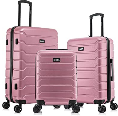 InUSA TREND Luggage with Spinner Wheels | Durable Lightweight Hardshell Suitcase,Travel sets with Handle and Trolley | (20in, 24in, 28in) 3 Piece Set | Rose Gold
