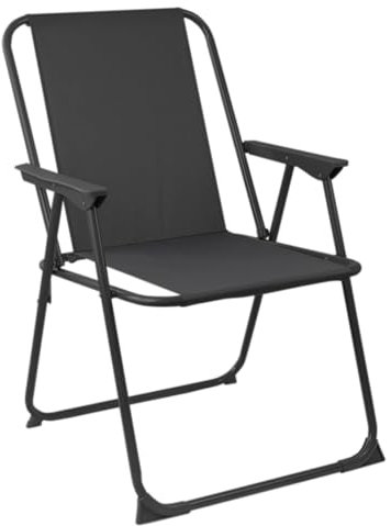 Harbour Housewares Folding Beach Deck Chair - Black - Pack of 1 - Metal Outdoor Patio Seat Lightweight Portable Deck Chair for Picnic, Garden, Camping, Fishing