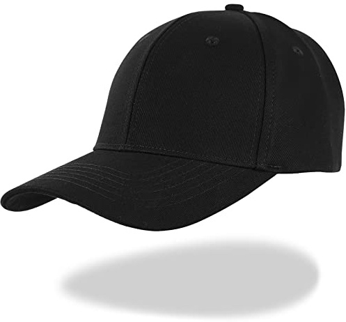 Casquette Baseball Homme, Réglable Unisexe 6 Panel Casquette Ete Soleil Sport Running Snapback Golf Hat - Femme (Noir)