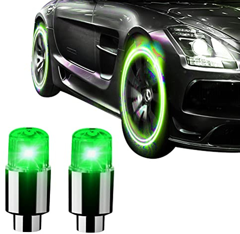 KKPLZZ 2PCS Waterproof LED Wheel Lights - Car, Bike, Truck, SUV, Motorcycle Tire Valve Cap Lights