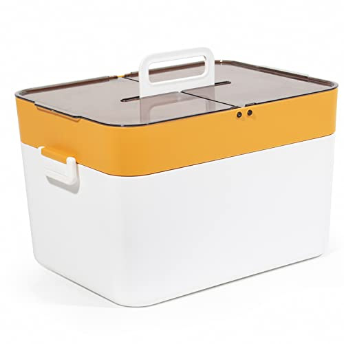 Theo&Cleo Erste Hilfe Box, Medizinbox Gross, Hausapotheke Box, Medikamenten Aufbewahrung XXL, Medizinkoffer, Apothekenbox (Orange)