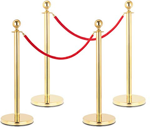 Stagecaptain PLS-150 Deluxe 4.2-150G Absperrständer Personenleitsystem 1 | Ständer aus Edelstahl in gold, Mit weiteren Leitpfosten kombinierbar, Oberer Abschluss in Kugel-Form, Durchmesser Kugel: 7 cm