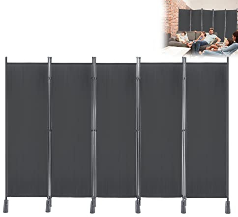 YRHome Paravent Raumteiler 5 teilig 280x180cm flexibel Trennwand Sichtschutz Stellwand Raumteiler Sichtschutzwand mit Kabelbinder & Nägel für Schlafzimmer Wohnzimmer Büro (Anthrazit)