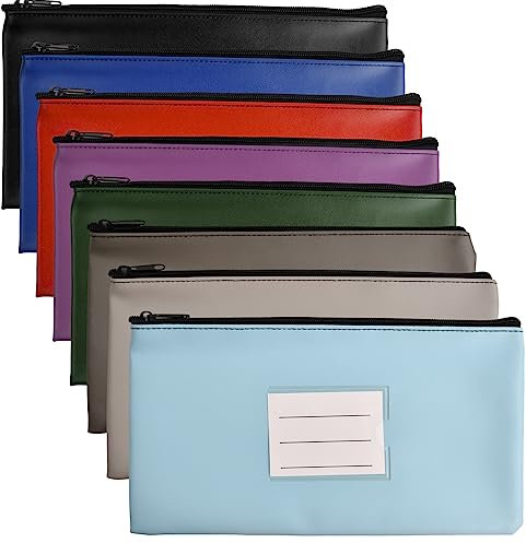 8 Pcs Geldbeutel Geldscheine, 8 Farbe Dokumentenmappe A5 PU Bank Taschen Geldmappe mit Reißverschluss Fenster, Geldscheintasche Leder Dokumententasche, Geldtasche Bankmappe für Schule Business