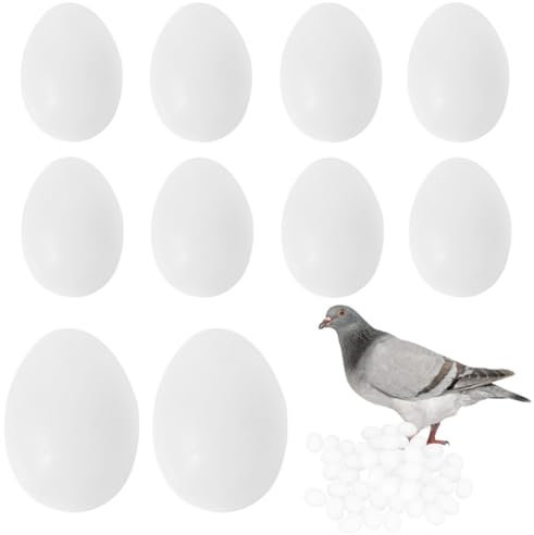 EOBNIKTWS 10 Stück weiße künstliche Eier aus massivem Kunststoff, Taubeneier für Tauben, Vögel, DIY, Ostern, Basteln