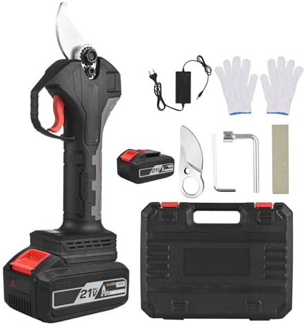 HUIOP Nanwei Sécateur électrique sans fil sans balais 21 V reable 20 Ah alimenté par batterie au lithium sécateur de branches d'arbres 30 mm de diamètre de coupe avec lame de rechange 4000 mAh