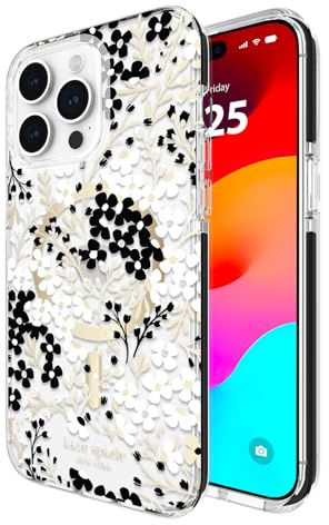 Kate Spade New York iPhone 15 Pro Max Case, Compatible with MagSafe - Multi Floral Black and White