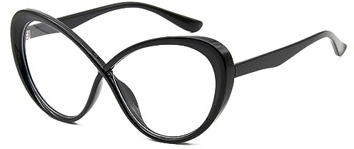 LJCZKA Blaulichtfilter Brille Damen Retro Brille Ohne Stärke Damen Katzenauge Blockieren Blaulicht Gaming Computerbrille