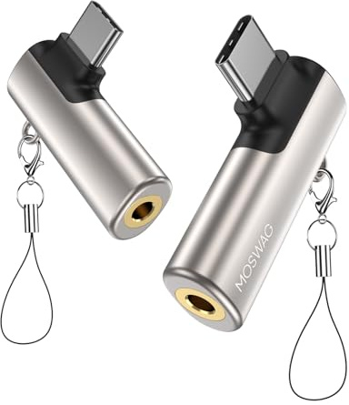 MOSWAG USB C to 3.5mm Jack USB C Headphones Adapter Right Angle Type usb c to AUX Jack Adapter Audio Dongle Zinc Alloy Headphone Adapter Compatible with Samsung Galaxy S23 S22 Pixel 7/6 iPad Pro/Air