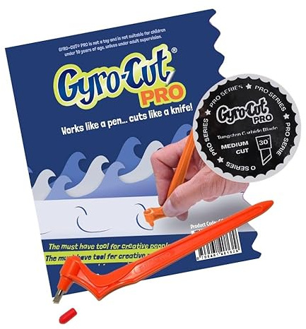 Echt Gyro-Cut® PRO Werkzeug mit mittlerer Klinge, ausgestatteter Gyrocut-Gyrocutter-Stoffschneider für Applikationen, Basteln, Handwerk
