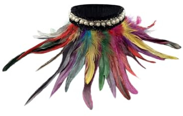 KBOPLEMQ Gothic Viktorianische Halskette mit Natürlichen Federn, DIY Natürlicher Feder Halsband Bunte Federboa Schal Top Poncho Faschingskostüme Choker Schal Karneval Federschal Halsband