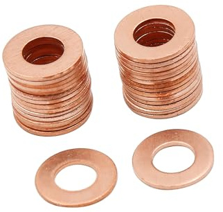 A ABSOPRO Rondelle Plate en cuivre M7 x 14mm x 1mm Joint d'étanchéité pour vis, Boulon, écrou (Lot de 30)