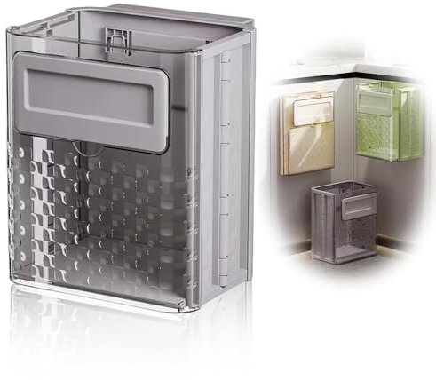 SANQANDON Bote de basura para colgar en la cocina, plegable, transparente, cubo de basura para cocina, armario, compost, se puede utilizar para armarios, coches, dormitorios, baños (gris), BM0418