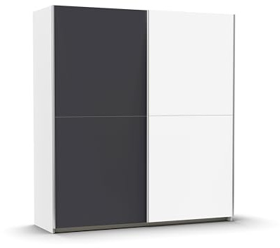 Rauch Möbel Saturn, Schwebetürenschrank, Weiß/Grau metallic, Breite 175 cm | Kleiderschrank mit Schiebetüren, 2-türig, mit 2 zusätzlichen Einlegeböden, für Schlafzimmer, Kinderzimmer, Jugendzimmer, Flur