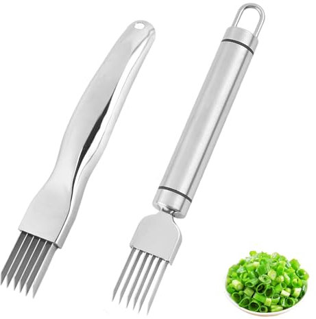 ZIGefofo 2 PCS Cuchillo de Cebolla verde Spring Onion Slicer Con 6 Cuchillas Trituradora de Cebolleta Shred Silk The Knife herramienta de cocina rebanadora para cebollas, jengibre, verduras