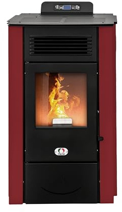 STUFE A PELLET ITALIA Colorado 12 Kw 5 Stelle WiFi - Stufa ad Aria Ventilata Efficienza 91% Scalda 120m² Autonomia 15H Certificata 5 Stelle 5 Velocità e Potenze Programmabile Garanzia 24 Mesi Rosso