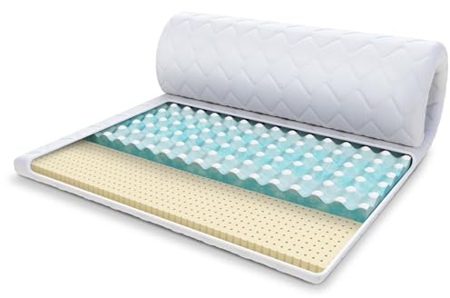 FDM Matratzentopper Malta Latex Matratze Topper 180x200 cm Härtegrad H2 H4 Höhe ca. 8 cm profilierter HR-Schaum Latex Allergiker Geeignet Öko-Tex