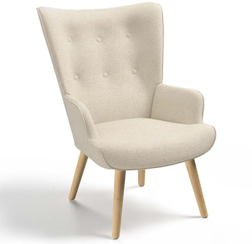 IDMarket - Sillón escandinavo IVAR de tela beige