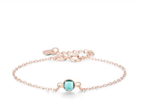 Y & Z Personlise Create Your Own Family Birthstone Bracelet in Silver, Rose gold and Gold Colour Gift for Mother, Girl Friend, Wife with Gift Box (Rose gold)