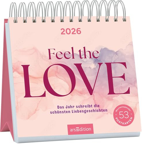 Postkartenkalender Feel the love 2026: Das Jahr schreibt die schönsten Liebesgeschichten | Wochenkalender 2026, 53 Postkarten für Momente voller Liebe