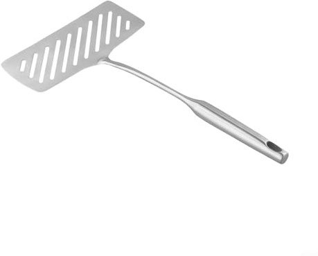 Espátula de pescado de grado profesional, espátula de acero inoxidable con cabeza ancha ranurada, rebanada de pescado extra ancha, resistente al calor, mango largo para cocina