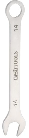 QUARKZMAN Llave Combinada Fina Métrica de 14 mm con Extremo Torx en Caja de 15 Grados de Acero Inoxidable, Tono Plateado
