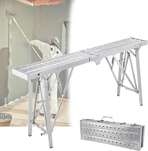 Plataforma de trabajo plegable multiusos con altura ajustable y torre de andamio para trabajos en interiores y exteriores, capacidad de carga de hasta [capacidad rt]