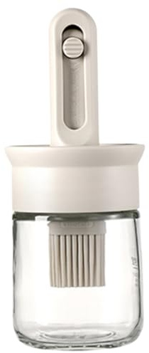 Oil Dispenser with Brush, Clear Glass Cooking Oil Container with Stretchable Heat-Resistant Silicone Brush for Cooking BBQ Kitchen