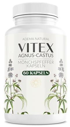 ADEMA NATURAL® Mönchspfeffer hochdosiert – Vitex Agnus Catus Extrakt 10mg - Nahrungsergänzungsmittel für Frauen - Wechseljahre - pflanzliche Unterstützung ohne künstliche Zusatzstoffe