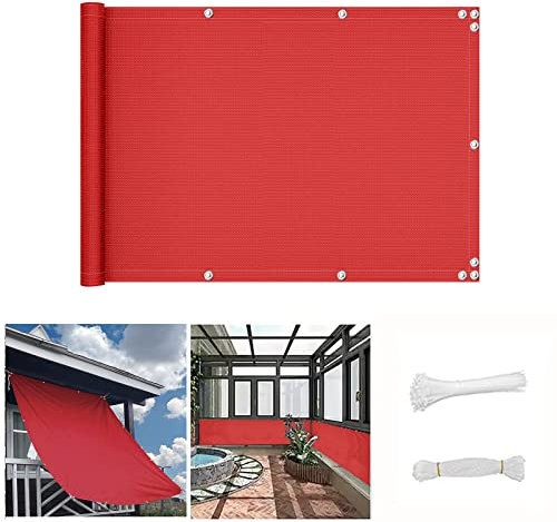 No Drill Balcony 90x800 cm Waterproof Weatherproof Wind Protection for Patio & Garden Stylish Grey Red Balcony Cladding Ideal for Landings