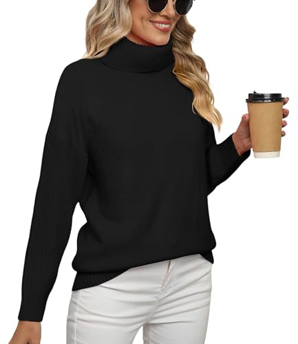 Anelune Polo Neck Jumper Women, Oversized Roll Neck Sweater | Winter, Batwing Long Sleeve, Turtleneck Jumpers, Casual Loose Knitted Pullover