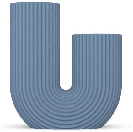 ebenkunst Arora Vase - Pampasgras Deko, Blumenvase Modern, Tischdeko Vase, Designer Vasen - Made in Germany aus Bio PLA (Blau)