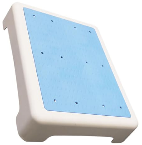 LIFKOME Non-slip Short Step Stool for Tub Blue Bathroom Shower Mat with Anti-slip Surface, Safe Bathtub Stool for Elderly and Children Bathing