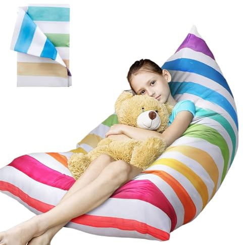 Poltrona a Sacco Per Bambini, Borsa Portaoggetti Per Giocattoli Peluche, Pouf Imbottito Per Poltrona a Sacco, Bean Bag Portaoggetti Per Giocattol per Organizzare Giocattoli e Vestiti (Arcobaleno)