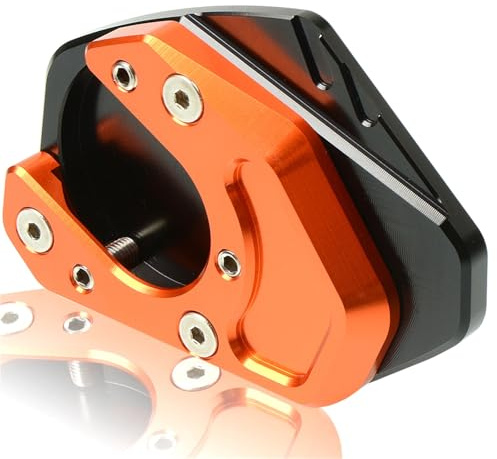 Motorrad Seitenständer Platte Für 125 200 390 RC125 RC200 RC390 690 Enduro SMC Abenteuer 690 950 990 Ständer Seite Stand Platte Verlängerung Platte Pad(Orange)
