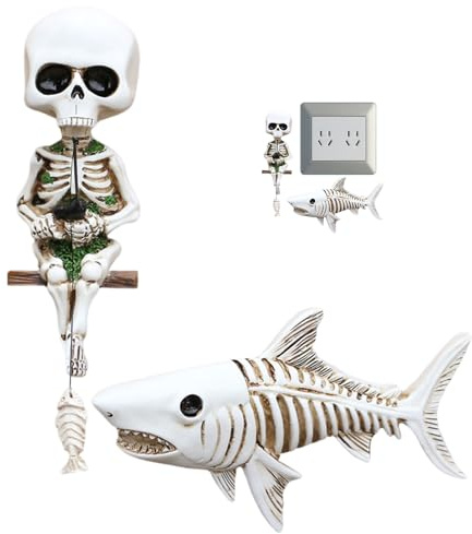 Flkiglm Figura de ángel de esqueleto - Figura gótica de resina de cráneo - Figura gótica de escritorio para Halloween, decoración para mesitas de noche al aire libre, mesa de jardín, celebración