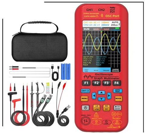 Osciloscopio portátil, multímetro digital y generador de señales función 3 en 1, canal dual, 50 MHz x 2, medidor gráfico 250 MS/s(O9)