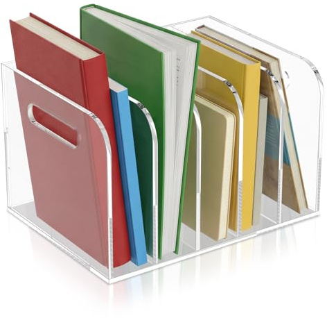 Acryl Stehsammler B5 Transparent Zeitschriftensammler 5 Fächer Zeitschriftenständer Stehordner Acryl Büro Aufbewahrung & Organisation Schreibtisch Zubehör für Startseite Schule (25,4x19x16CM)