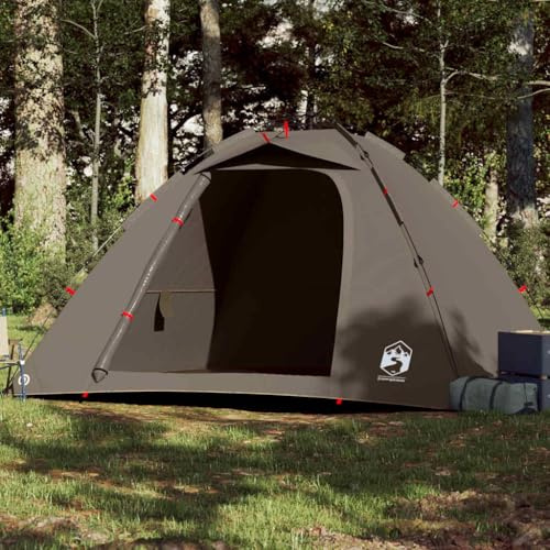 Fisketält för 4 personer brunt av 190T polyester med PU-beläggning, vattentätt campingtält med quick release-system, e-kontakt, vindtätt och med markpresenning för utomhusbruk, fiske, festival