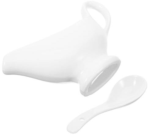 OSALADI Salsera de Cerámica de Color Claro con Cuchara Profunda de 175ml para Servir Salsas Fácilmente y Evitar Derrames en Cenas de Negocios