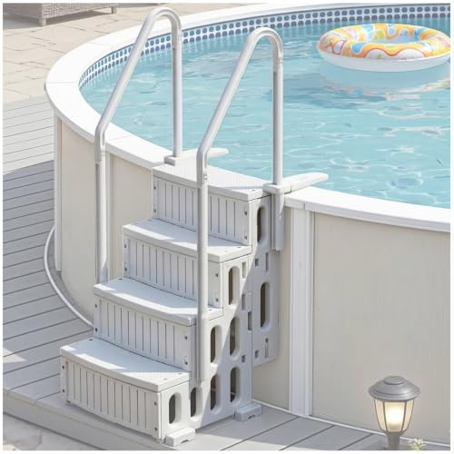 Eastnmythet Escalera para Piscina de 4 Peldaños con Pasamanos Dobles