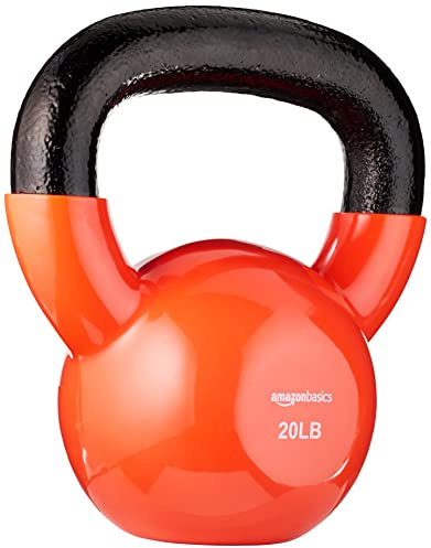 Amazon Basics - Kettlebell in vinile, 20 Libbre (9,1 kg), arancione
